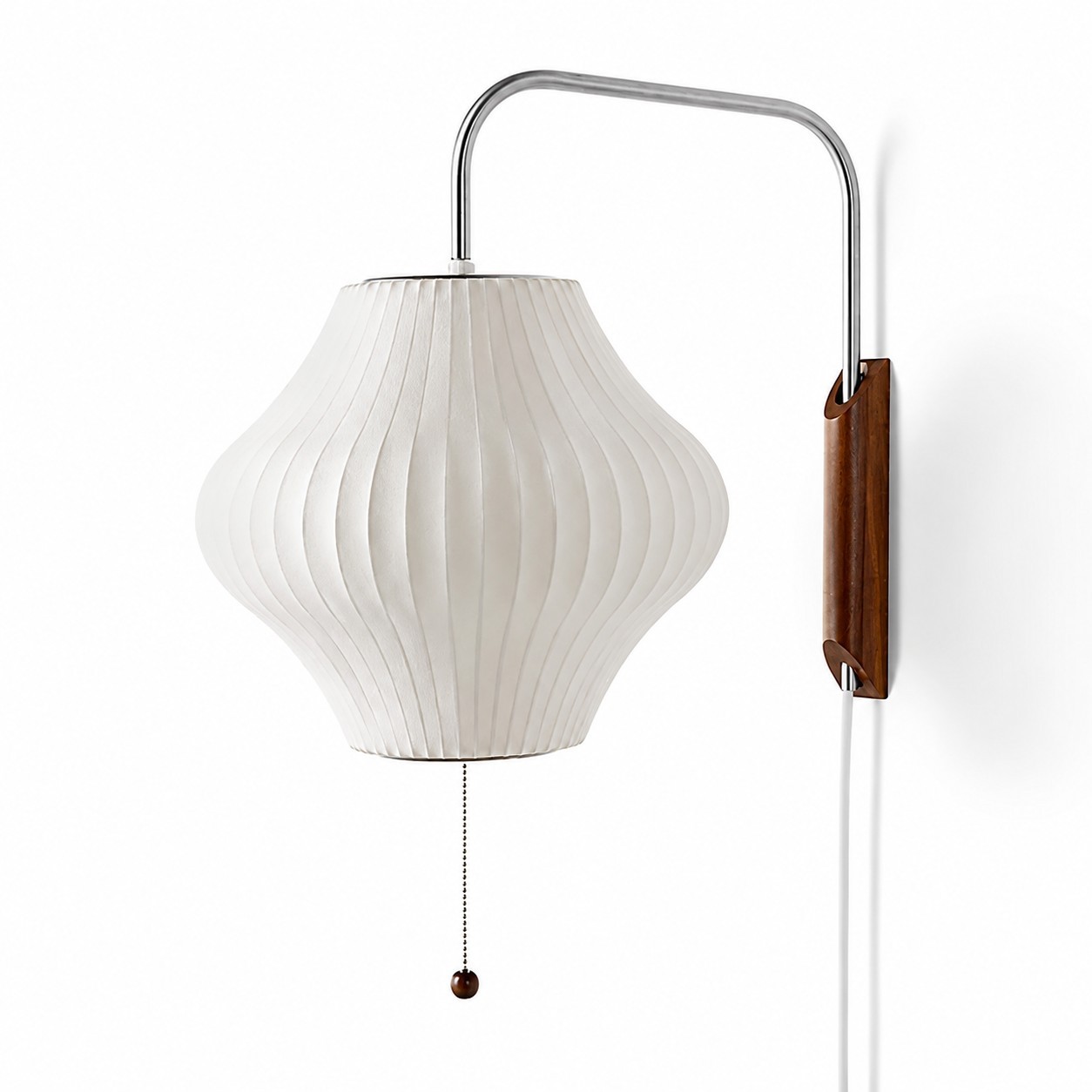 Everett Wabi Sabi Fabric Ribbed Shade Plug In Wall Sconce