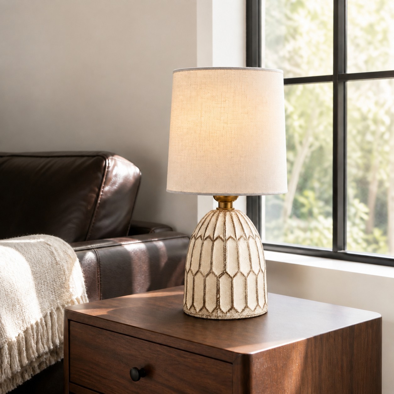 Iverna Mini Boho Hand-Painted Ceramic End Table Lamp