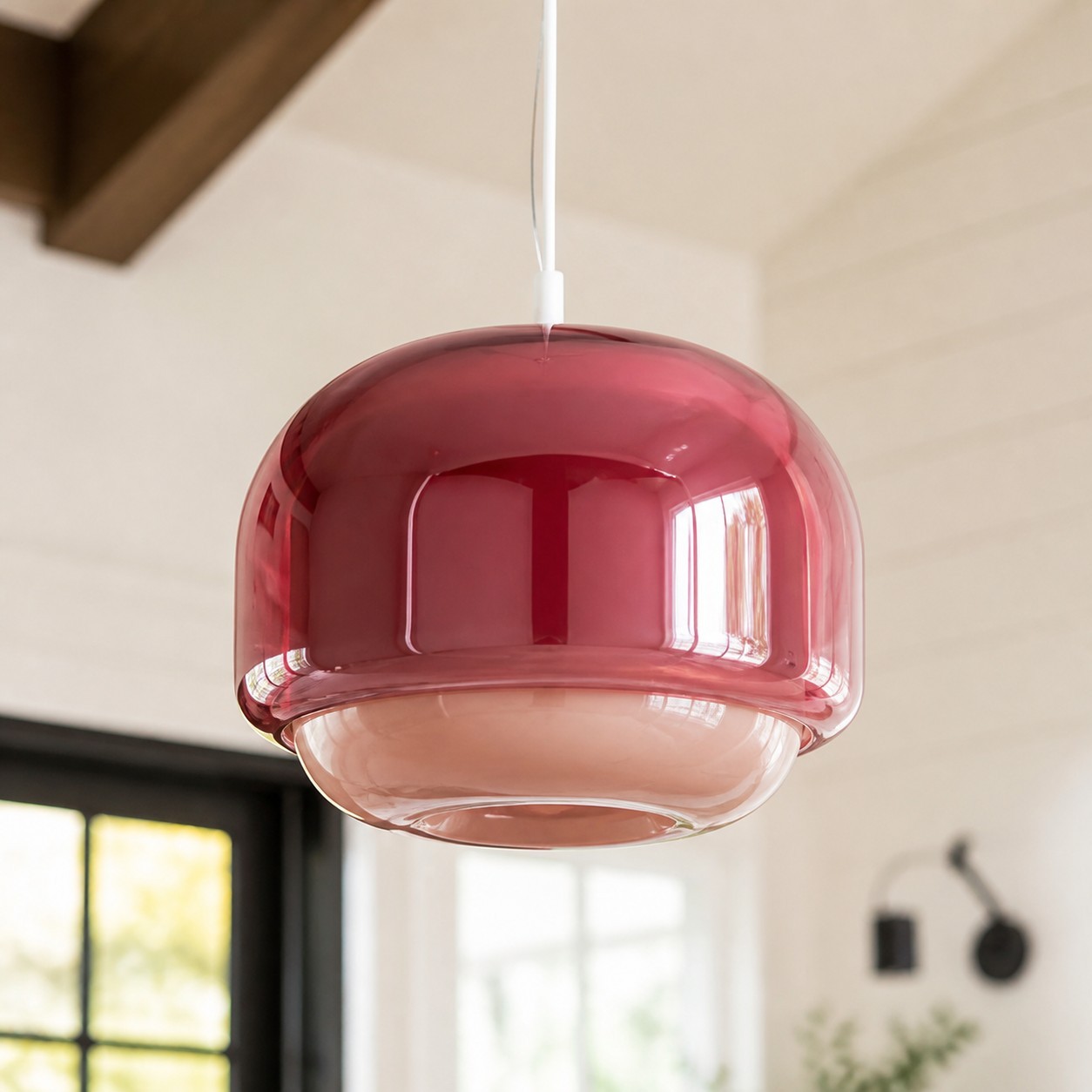 Vexlynn Scandinavian Round Dual-Layer Tinted Glass Pendant Light