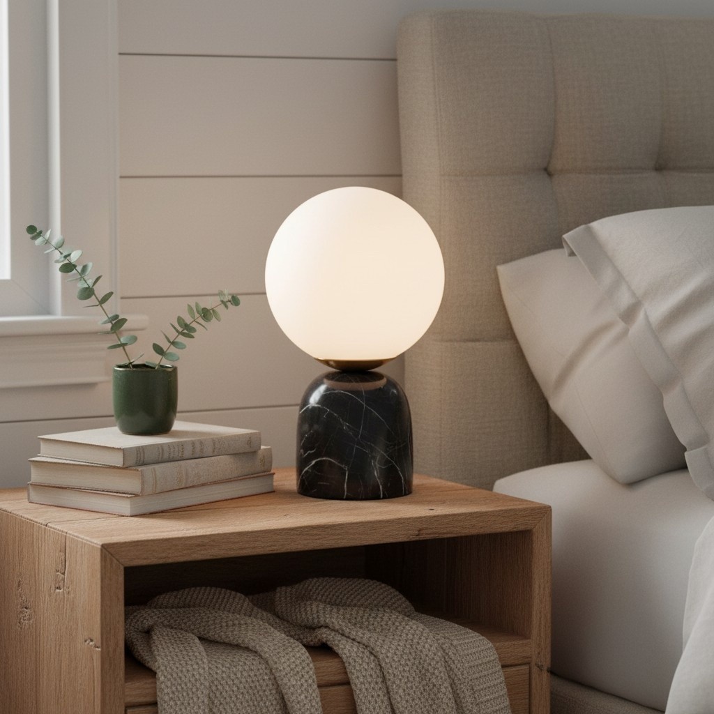 Aalia Nordic Small Marble Glass Orb Table Lamp