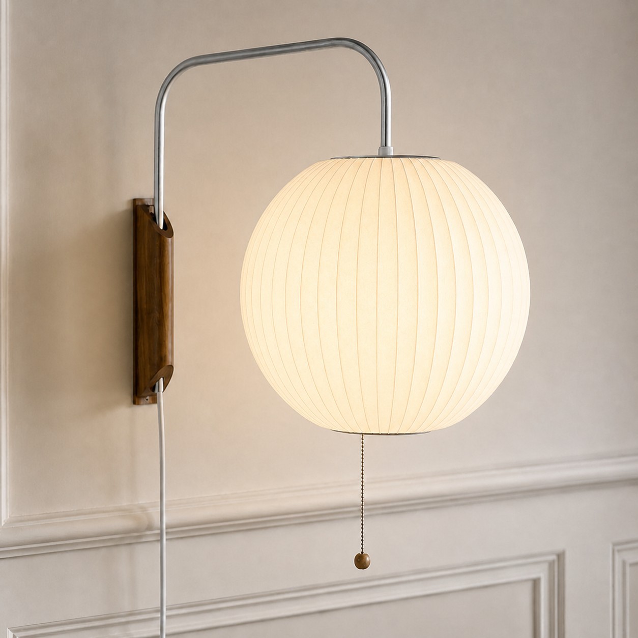 Everett Wabi Sabi Fabric Ribbed Shade Plug In Wall Sconce