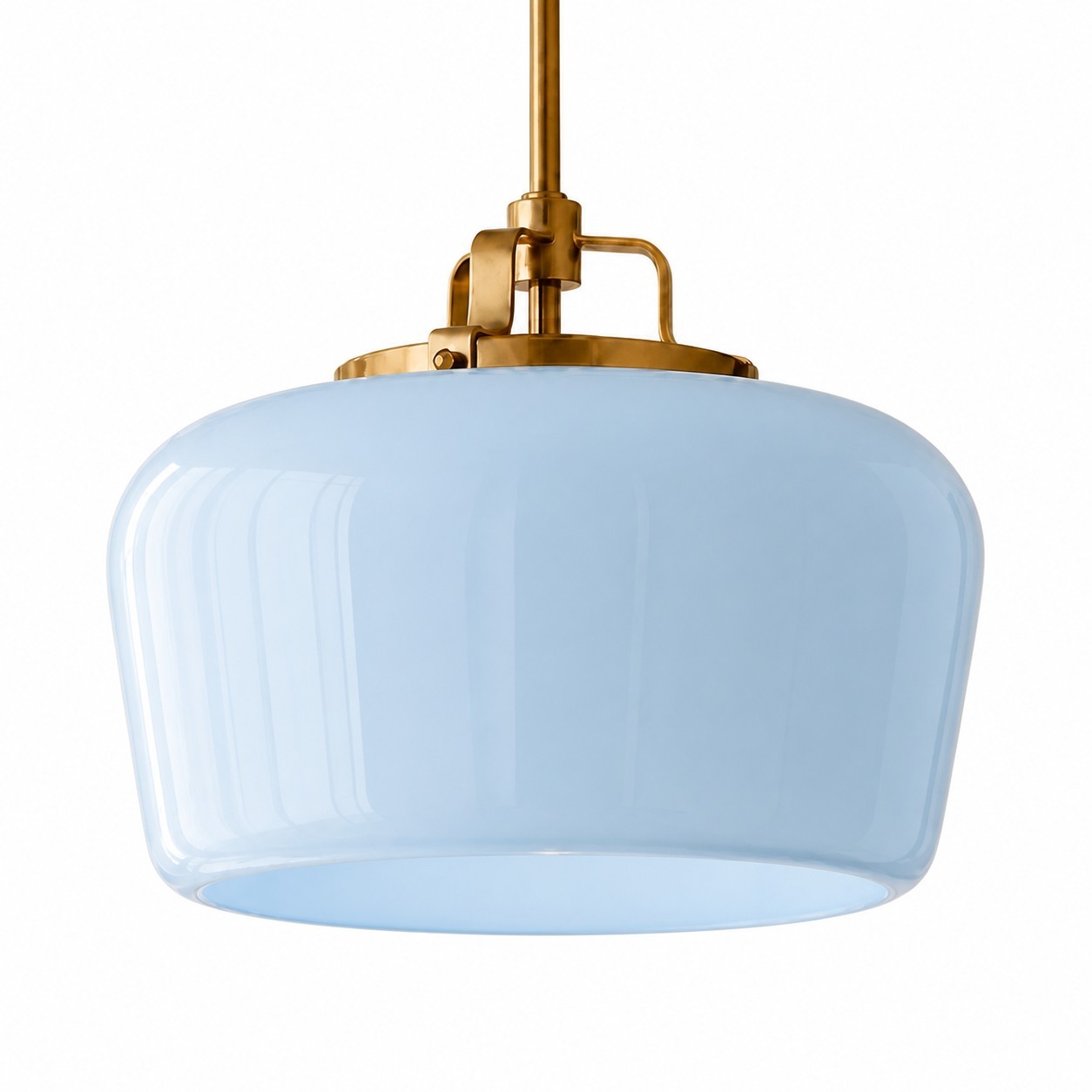 Nathaniel Vintage Brass Rounded Bowl Glass Shade Pendant Light