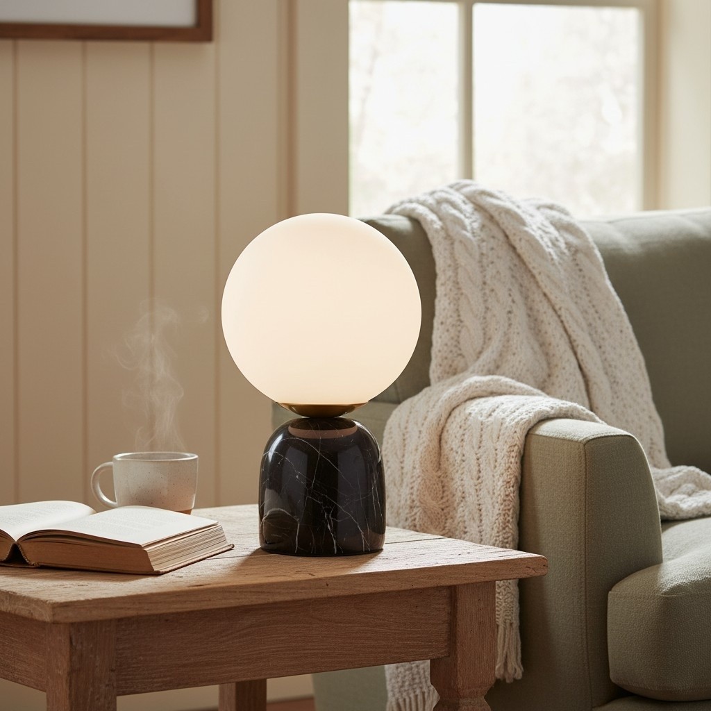 Aalia Nordic Small Marble Glass Orb Table Lamp