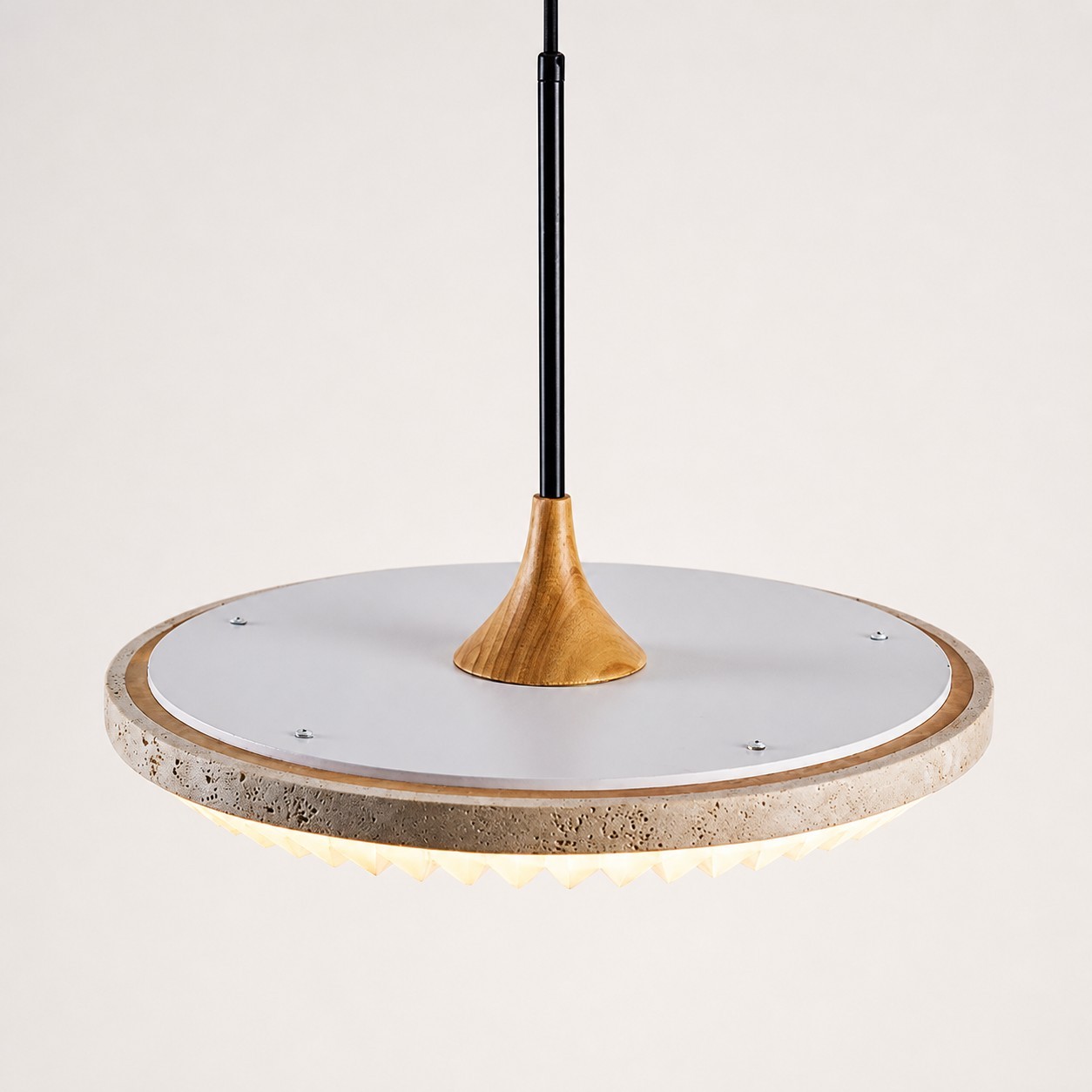 Aveline Modern Travertine Sunburst Saucer Pendant Light