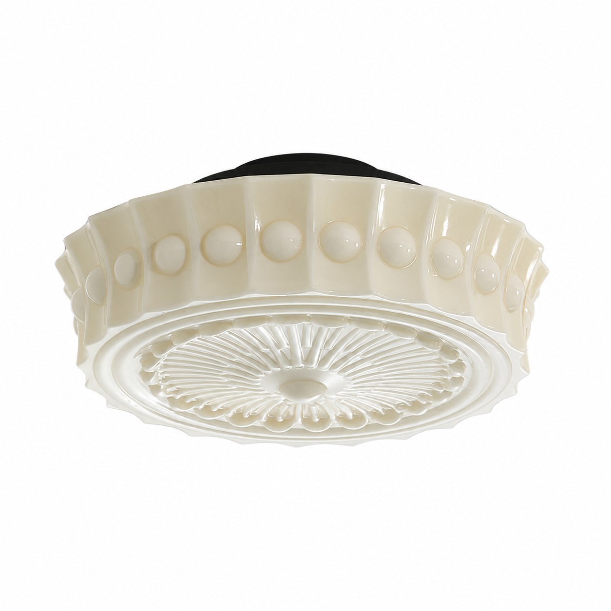 Raymond Vintage Art Semi Flush Mount Milky Glass Ceiling Light