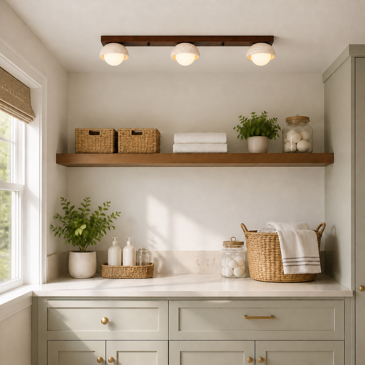 Elio Wabi-Sabi Multi-Light Travertine Linear Ceiling Light