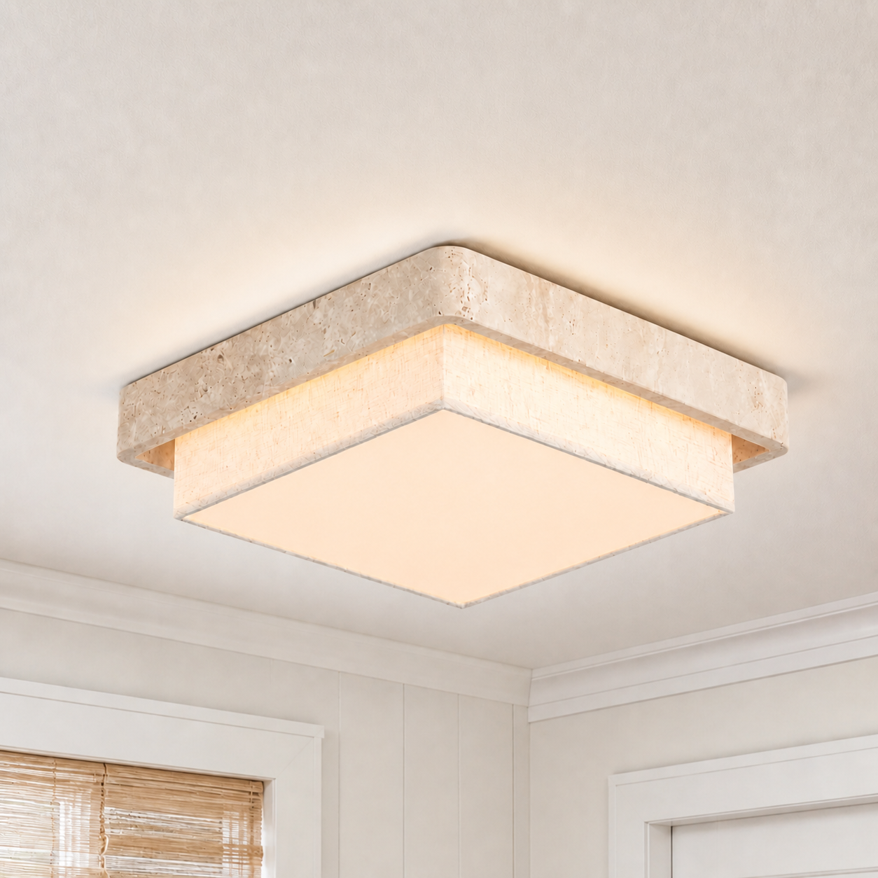 Cavell Wabi Sabi Travertine Flush Mount Ceiling Light
