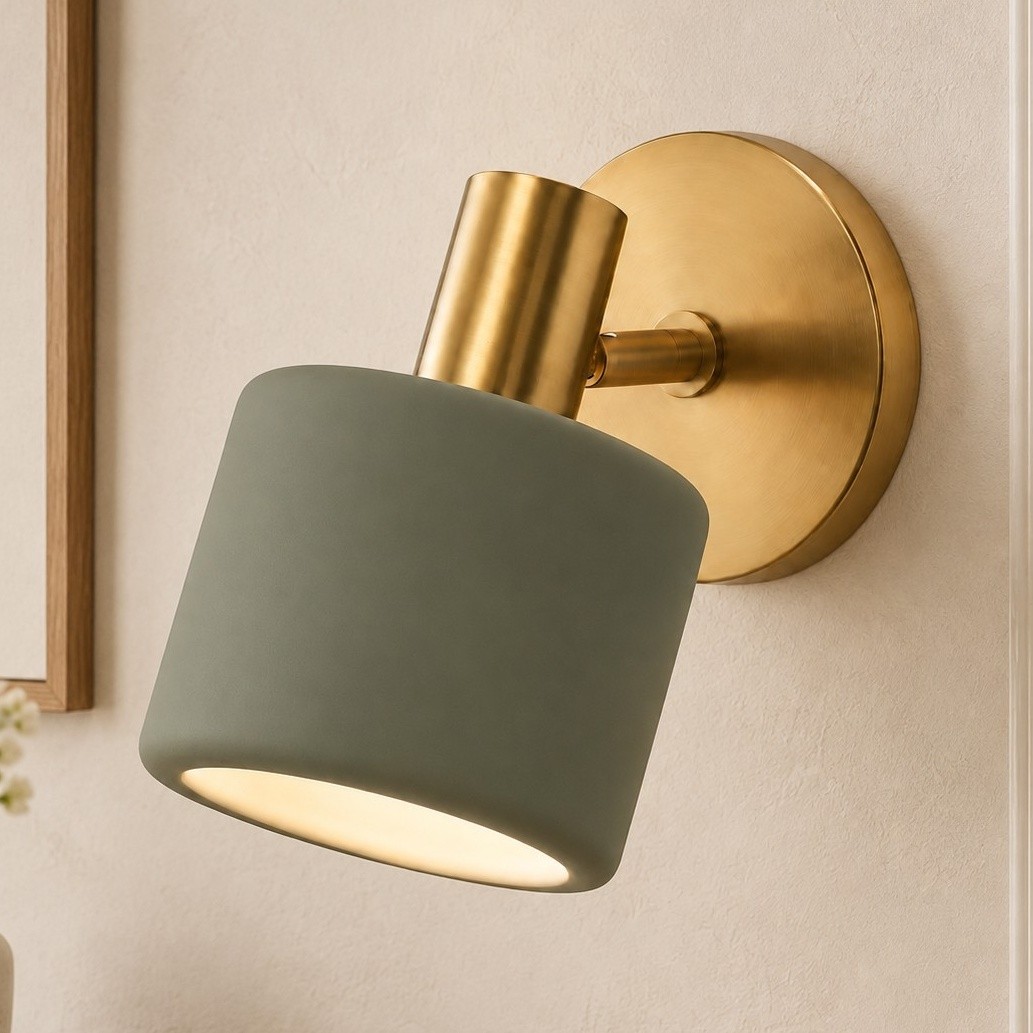 Aura Modern Colorful Adjustable Porcelain Shade Brass Wall Lamp