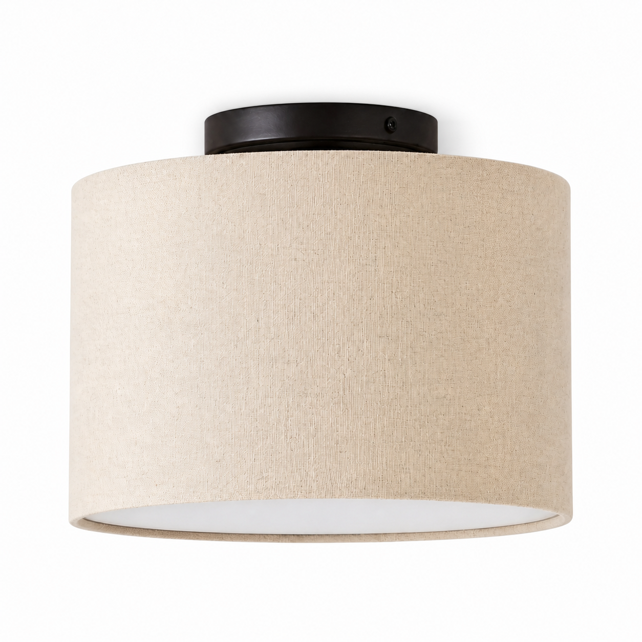Joram White Linen Drum Ceiling Light
