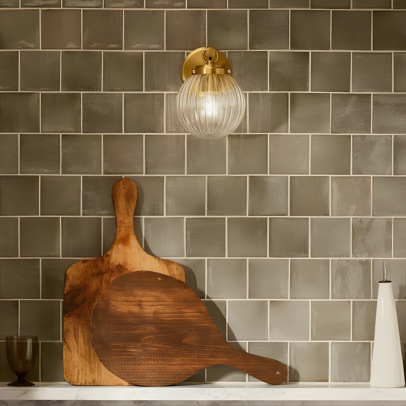 Briar Rustic Cooper Ribbed Glass Globe Sconce