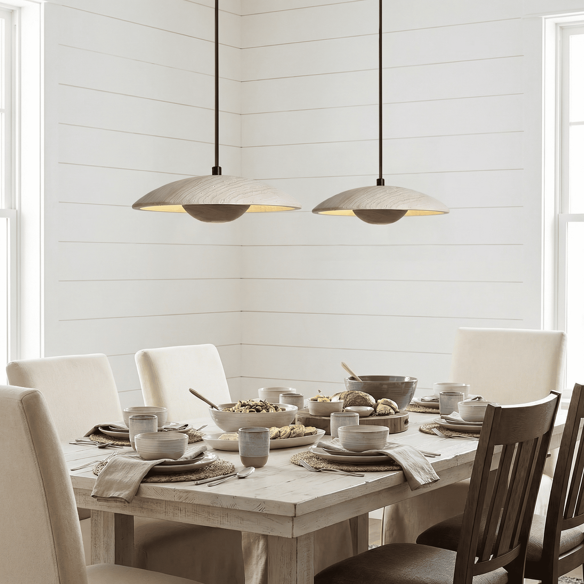 Kendra Cream Travertine UFO Pendant Lamp