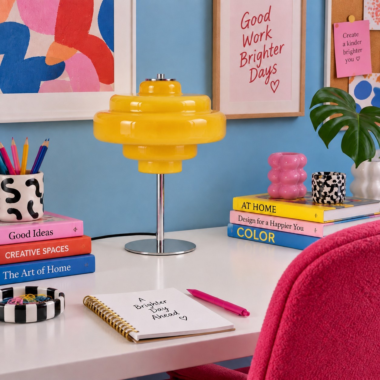 Yves Retro Multiple Colors Tiered Glass Table Lamp