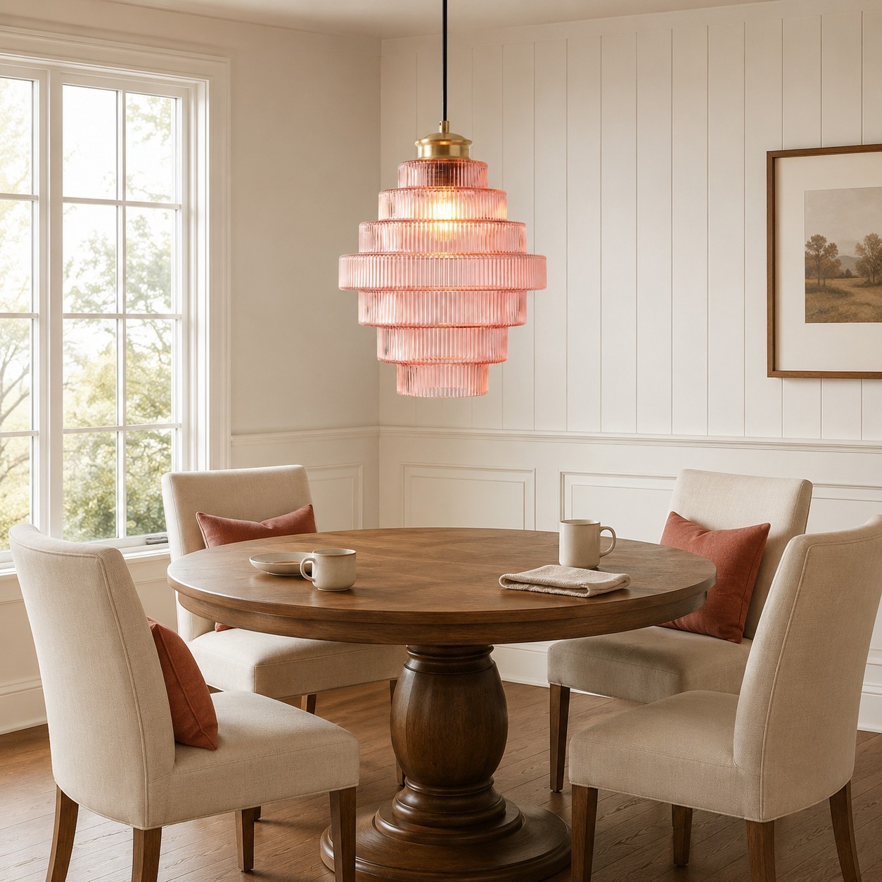Kaelyn Bottle Shade Stained Striped Glass Pendant Light