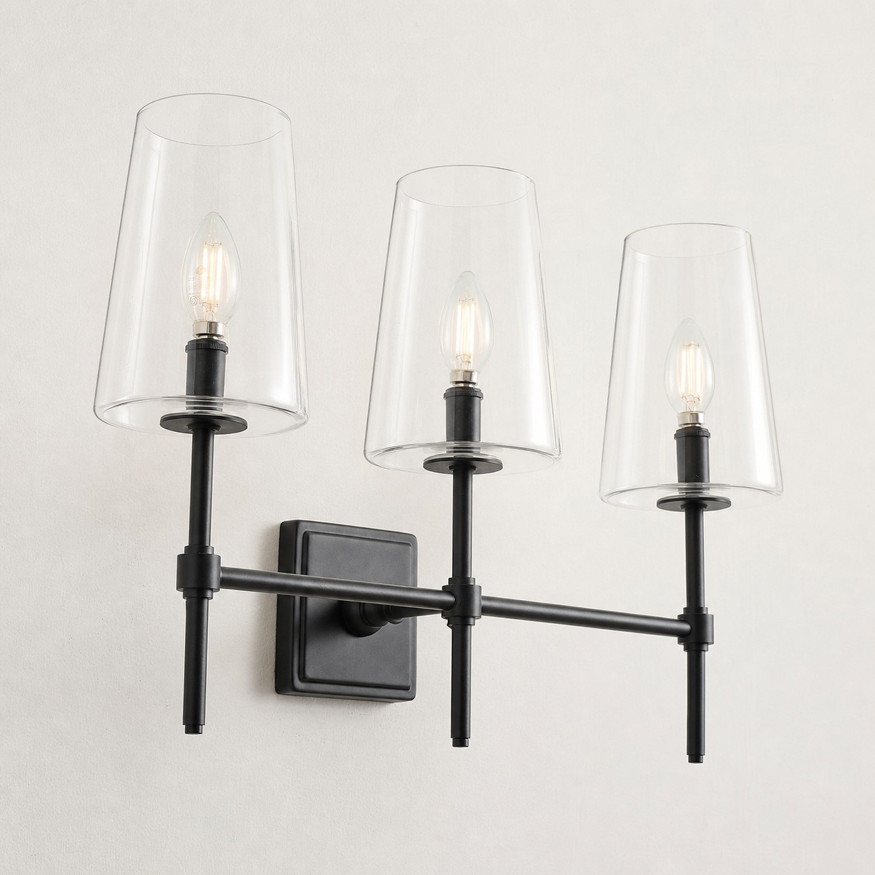 Murano Farmhouse Clear Glass Vanity Wall Sconce