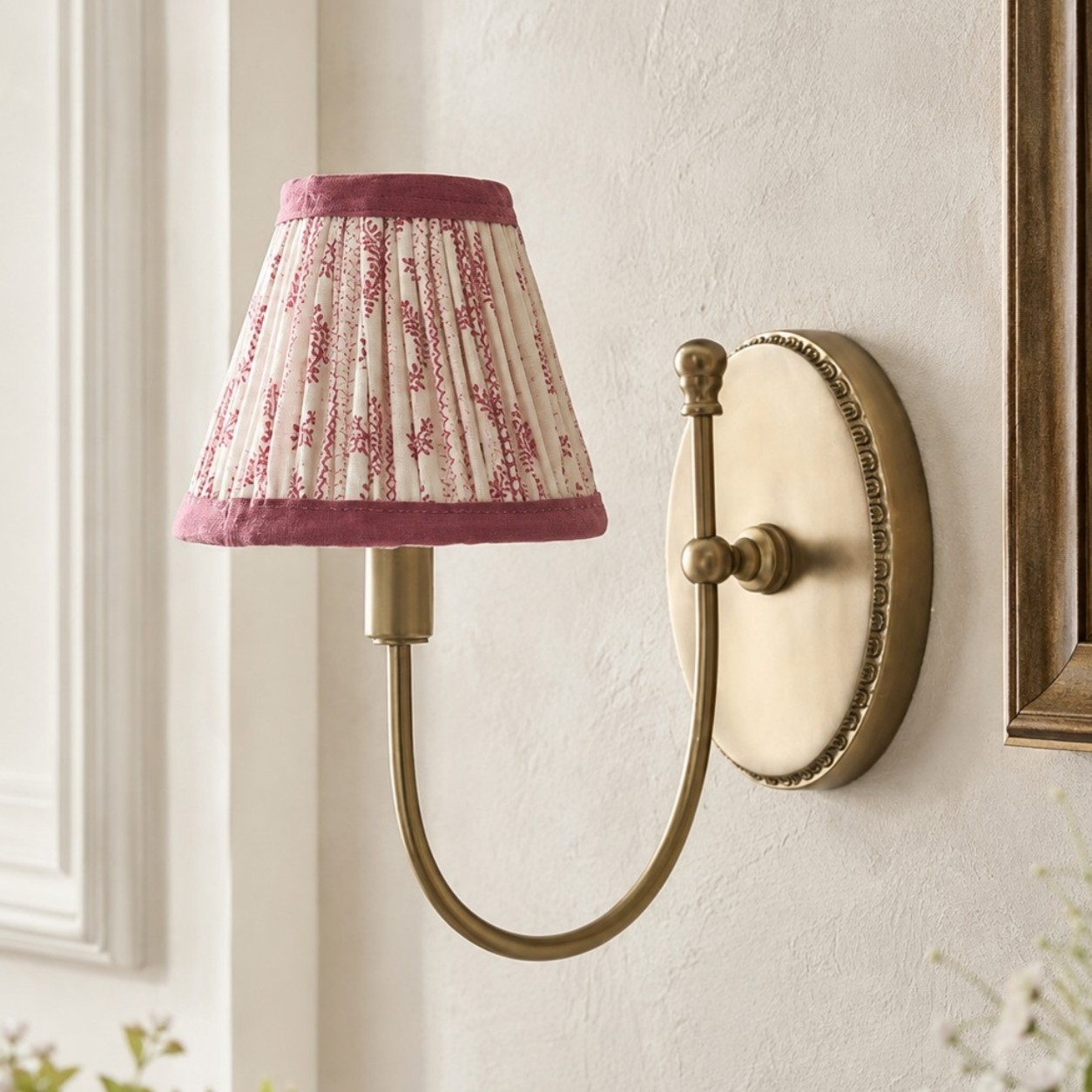 Orphelyx French Brass Fabric Shade Sconce Light