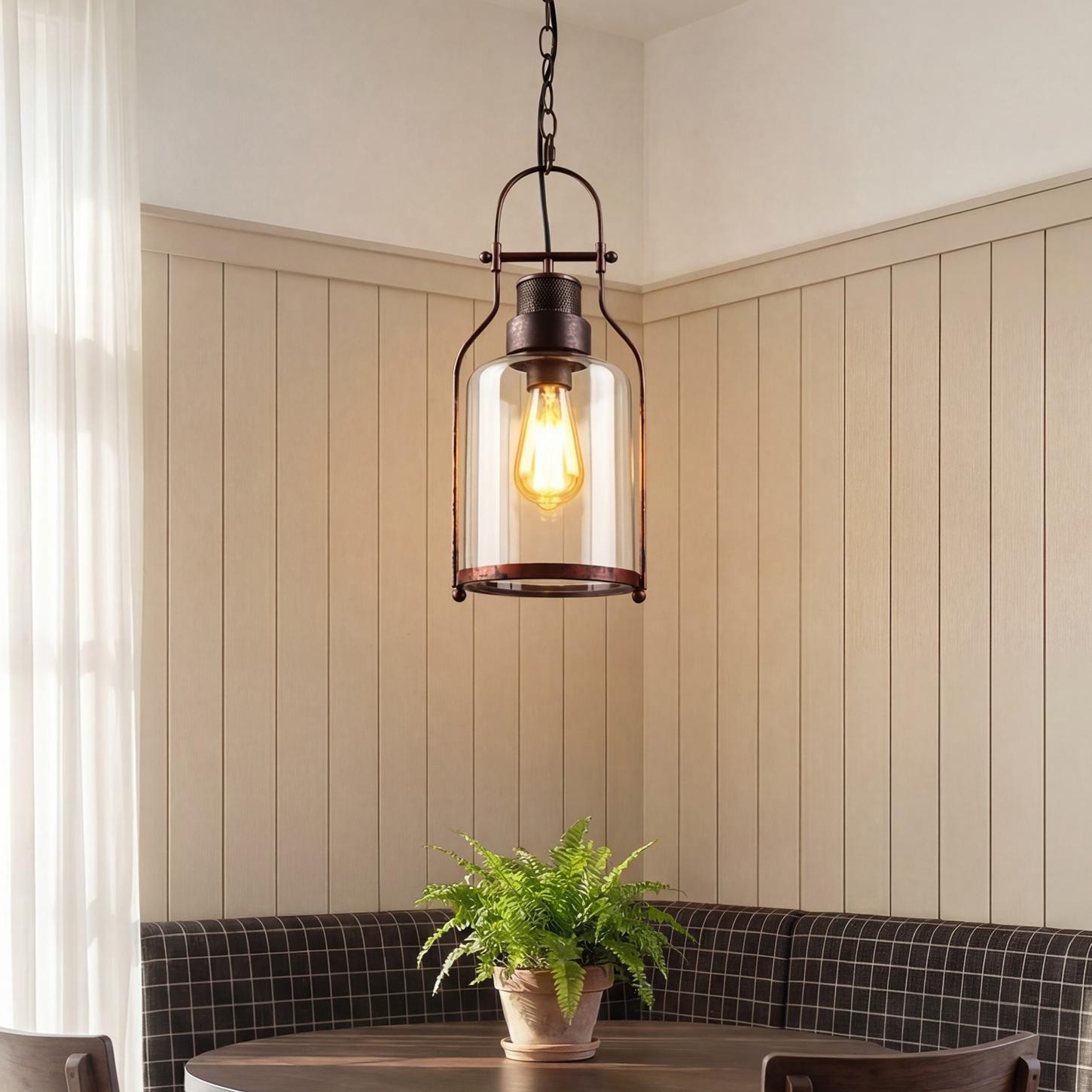 Eryxis Industrial Vintage Iron Glass Jar Pendant Light