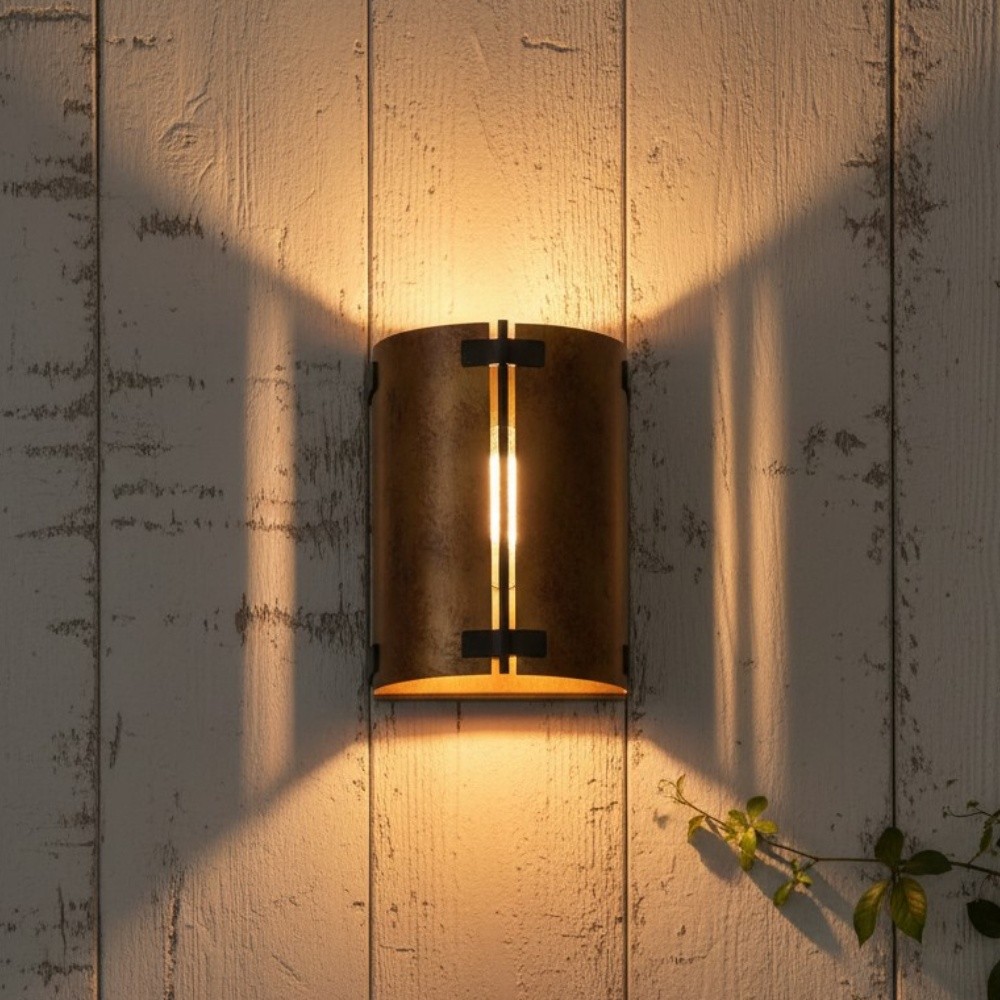 Zoe Industrial Rustic Bronze Cylindrical Metal Wall Sconce