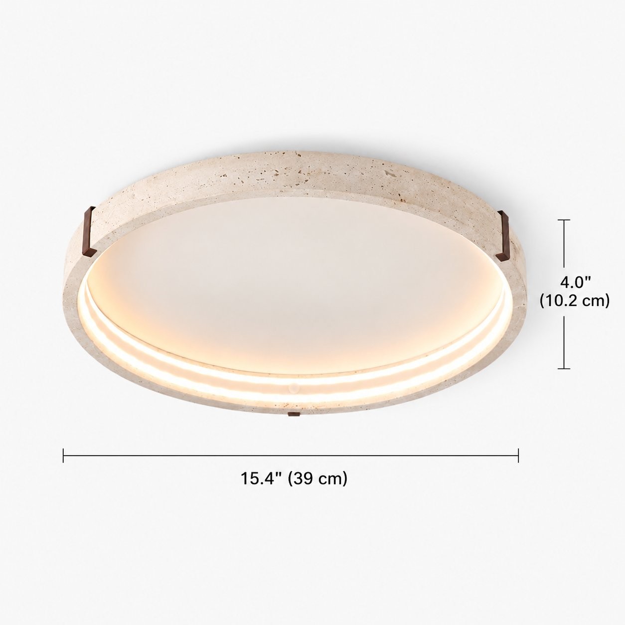 Anouk Modern Round Travertine LED Flush Mount Ceiling Light