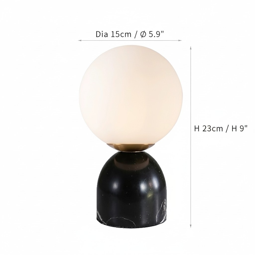Aalia Nordic Small Marble Glass Orb Table Lamp