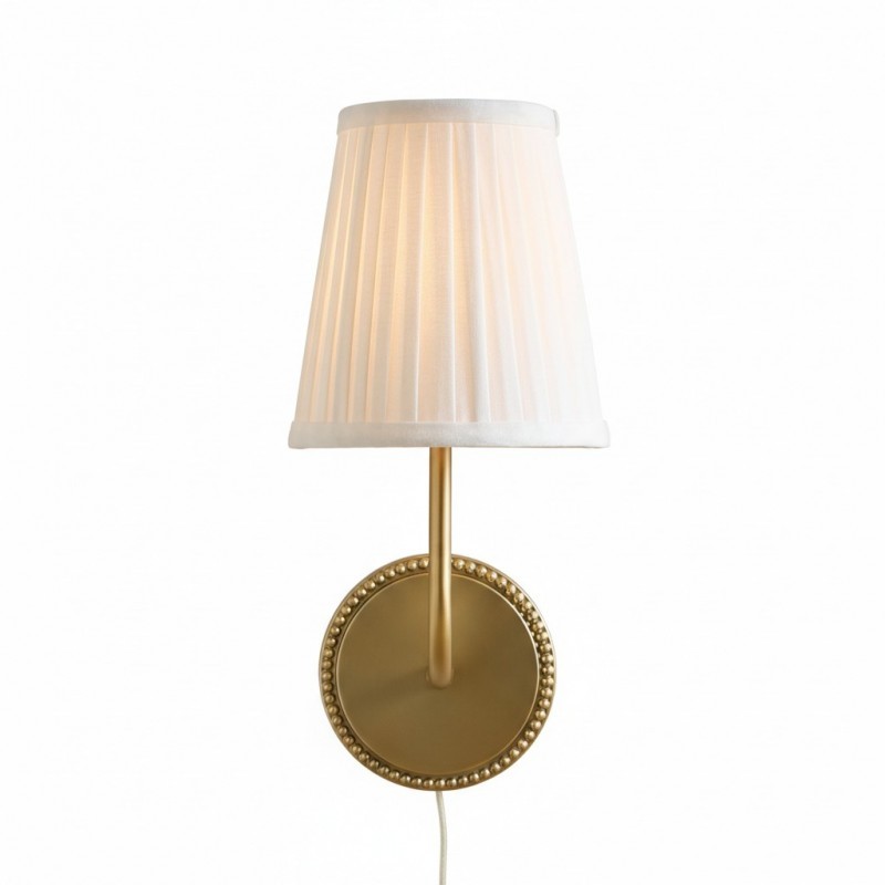 Veluna Vintage Brass Fabric Cone Wall Sconce