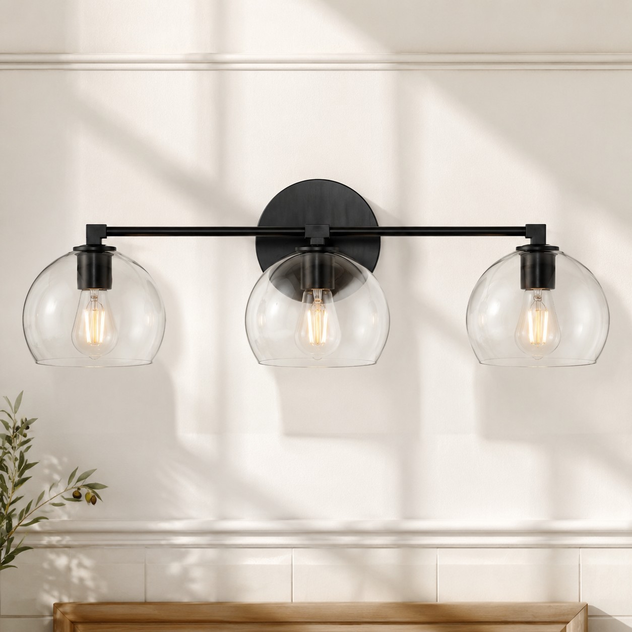 Conrad Vintage 3 Light Bellflower Glass Wall Sconce