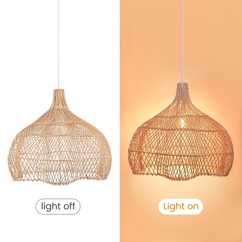 Janvi Rustic Farmhouse Style Rattan Novelty Pendant Light