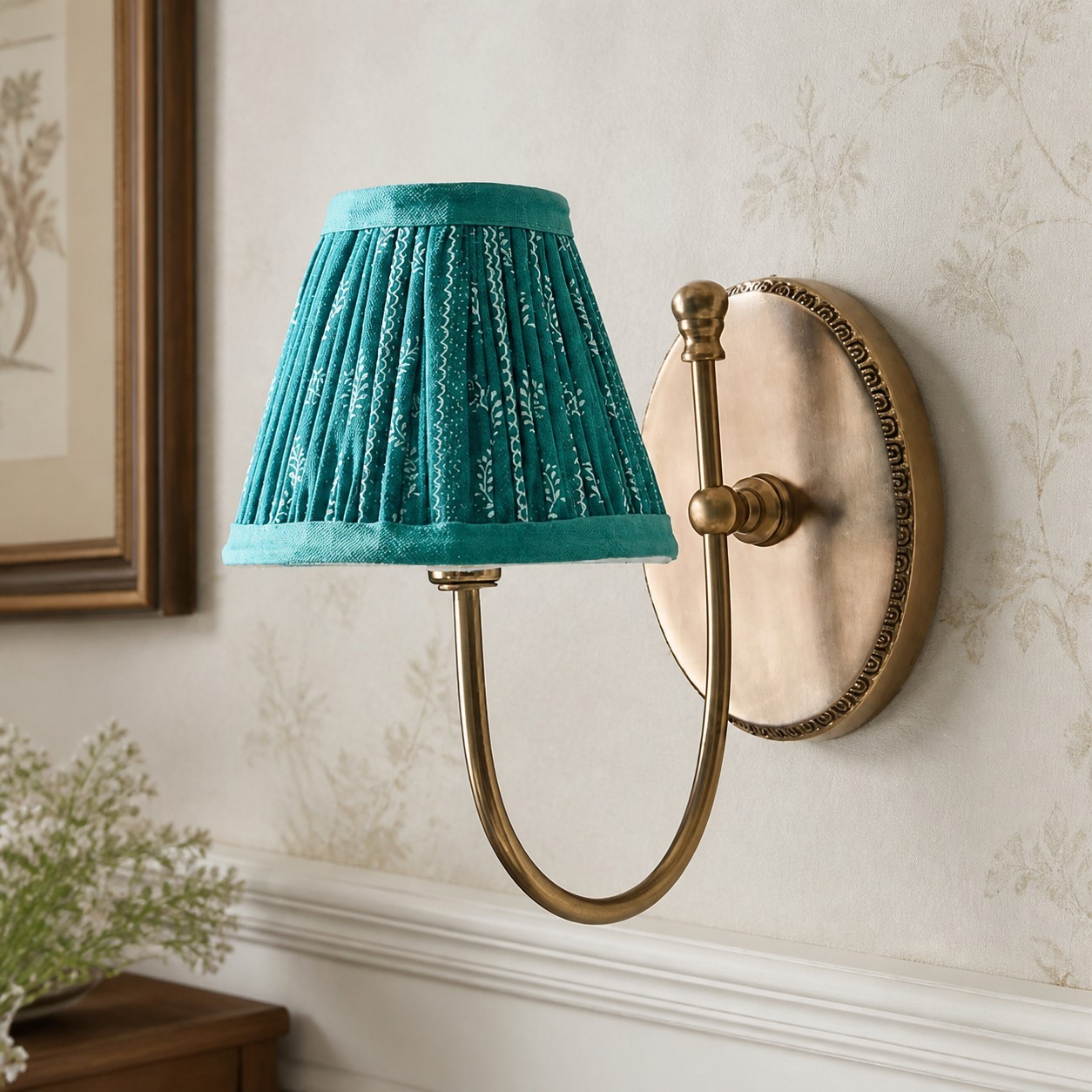 Orphelyx French Brass Fabric Shade Sconce Light