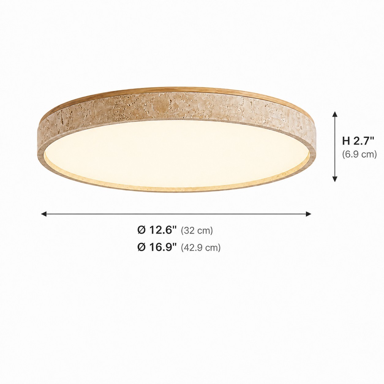 Veyran Minimalist Travertine Round LED Flush Mount Ceiling Light