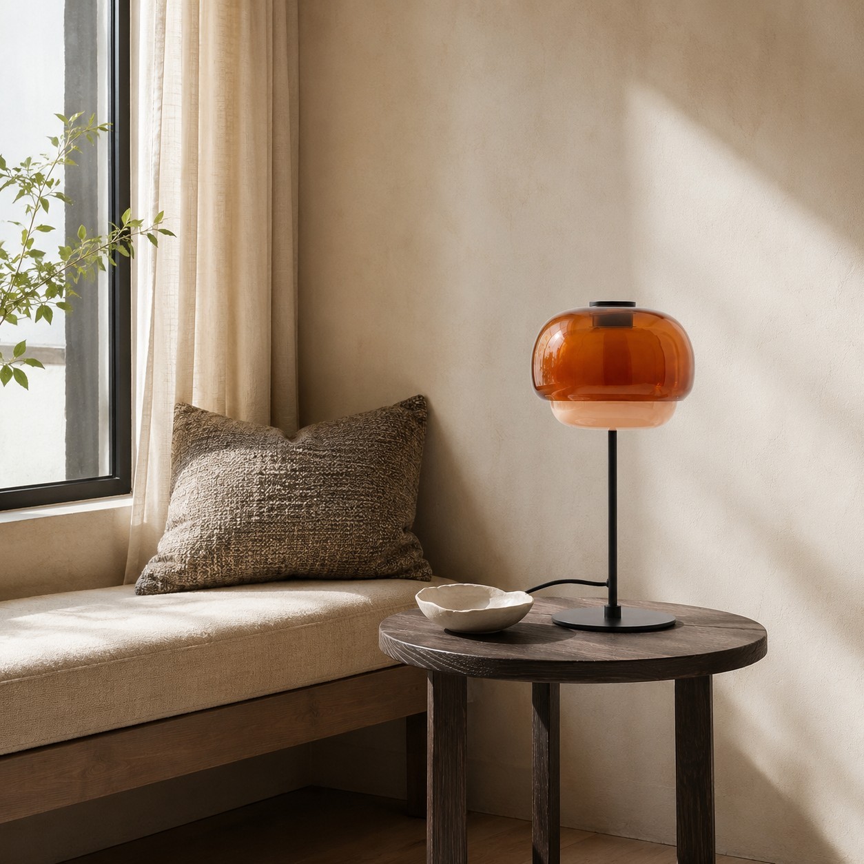 Xyndrae Modern Nordic Double-Layered Tinted Glass Table Lamp