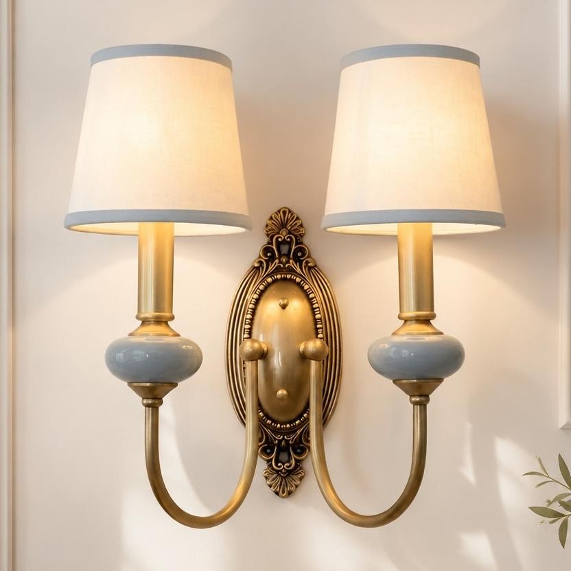 Osman Vintage Fabric Linen Wall Sconce