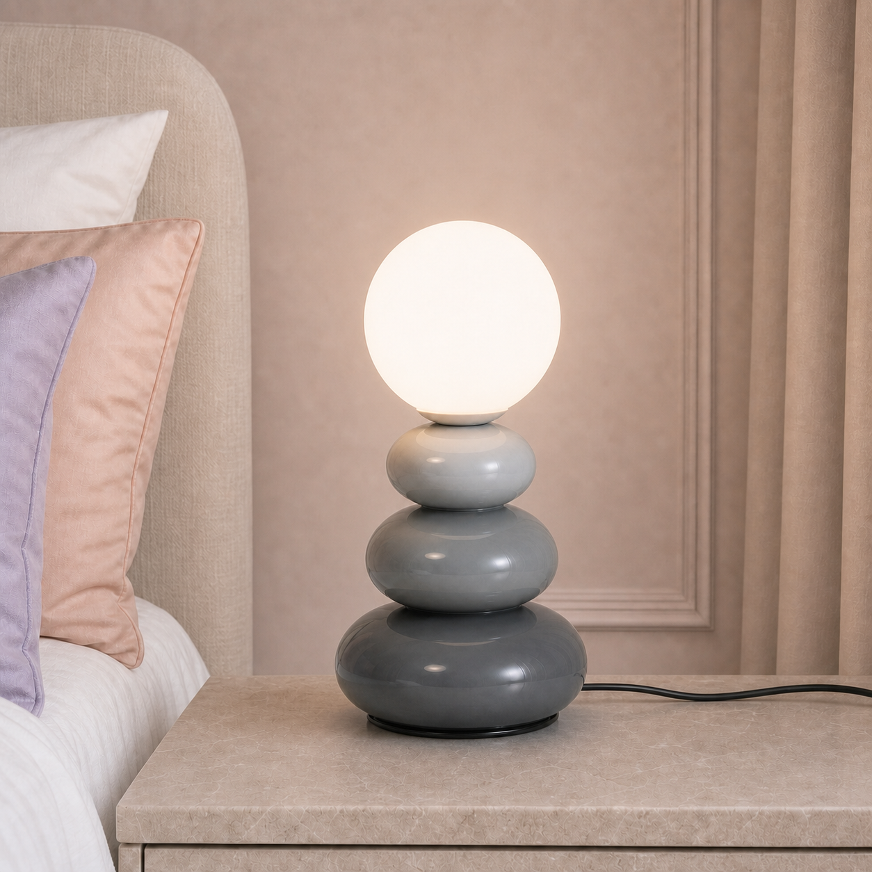 Paloma Small Ceramic USB LED Art Deco Table Lamp