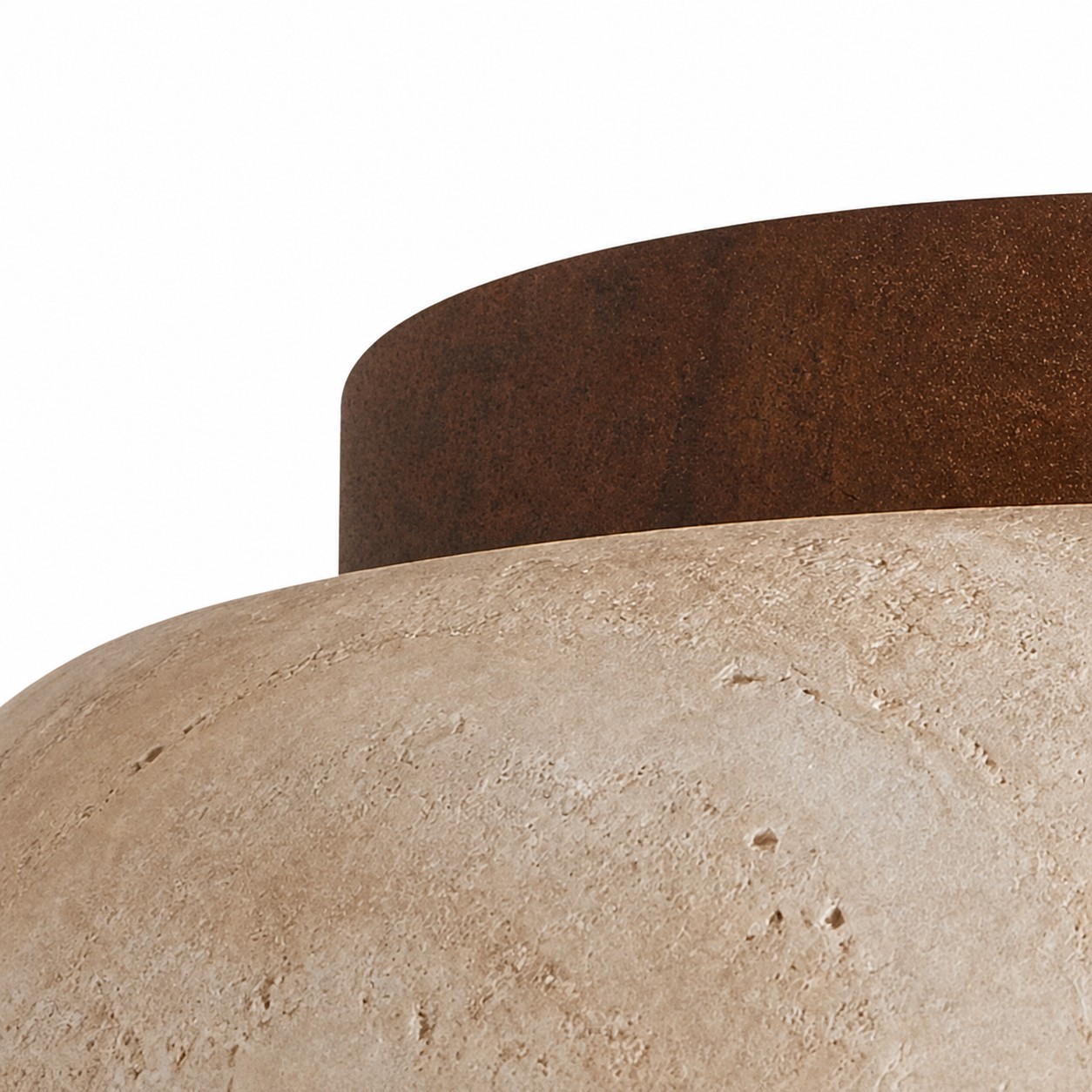 Arthur Modern Travertine Round Semi Globe Ceiling Light