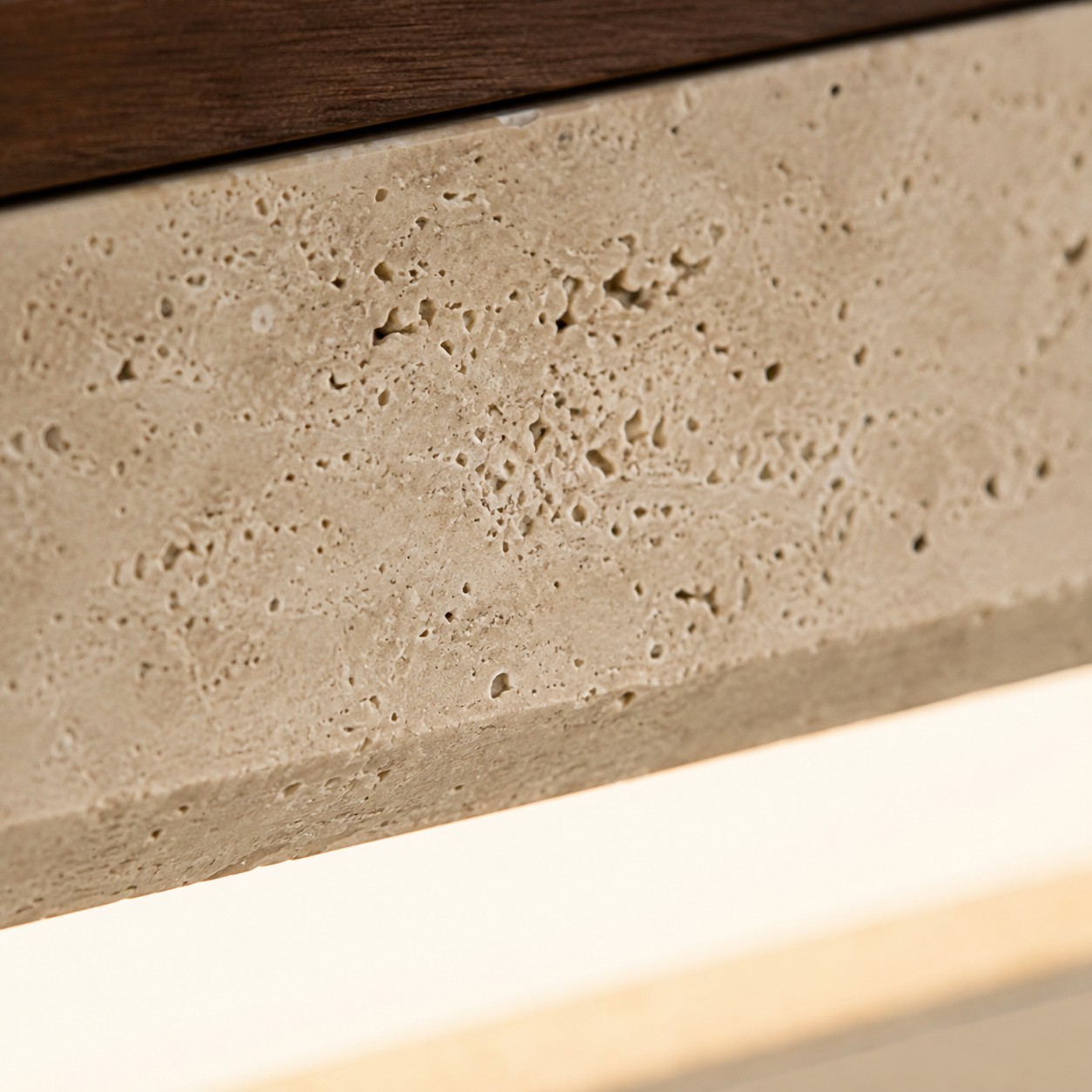 Samue Travertine Wood Linear LED Flush Mount Ceiling Light