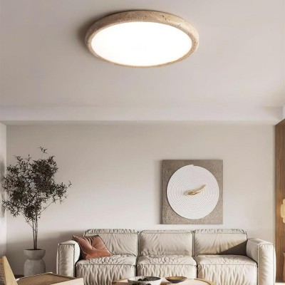 Tatum Modern Travertine Disc LED Ceiling Light