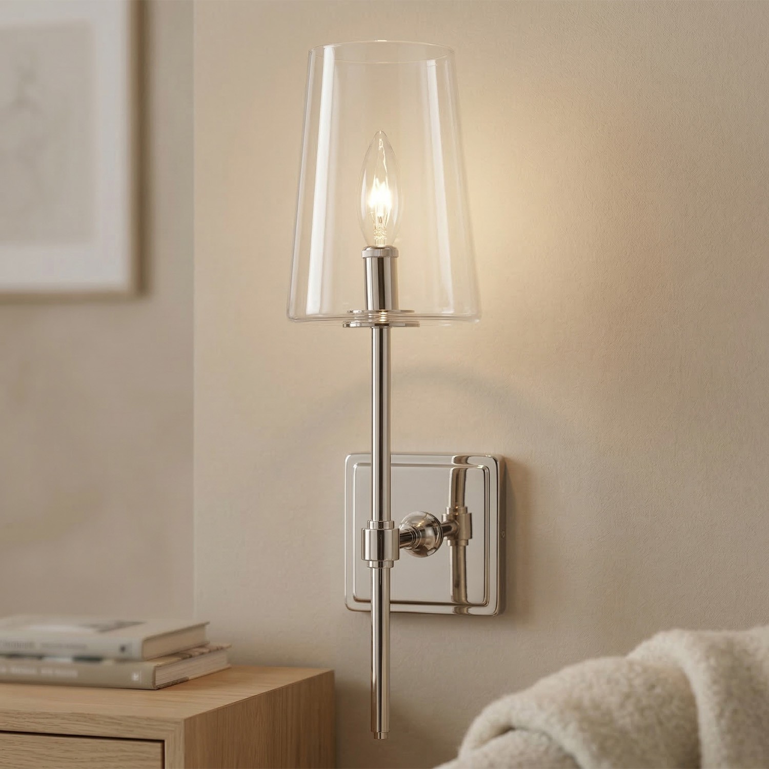 Murano Farmhouse Clear Glass Vanity Wall Sconce