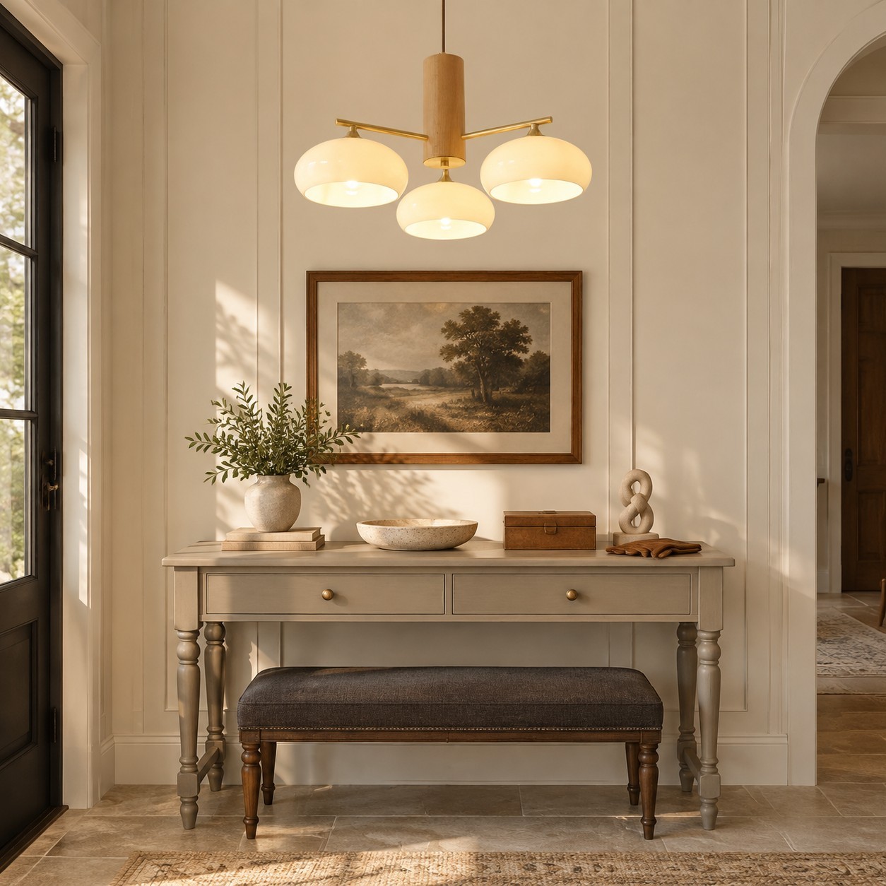Xanthea Elliptical Persimmon Milk Glass Chandelier