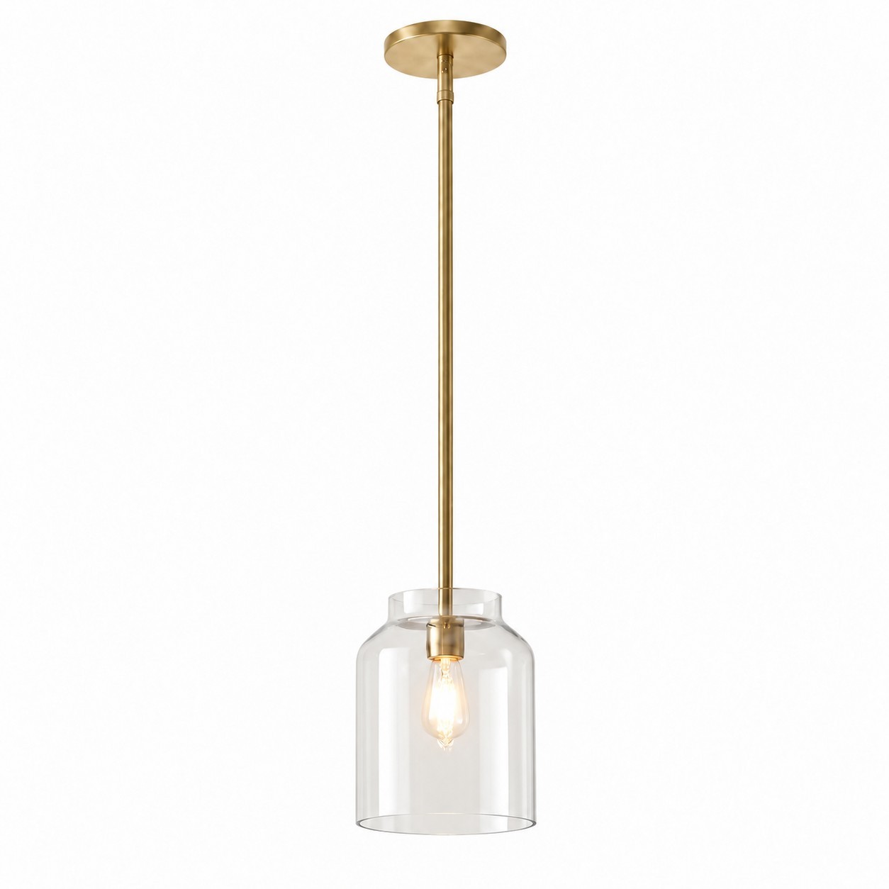 Drilon Modern Brass Rod Glass Shade Pendant Light