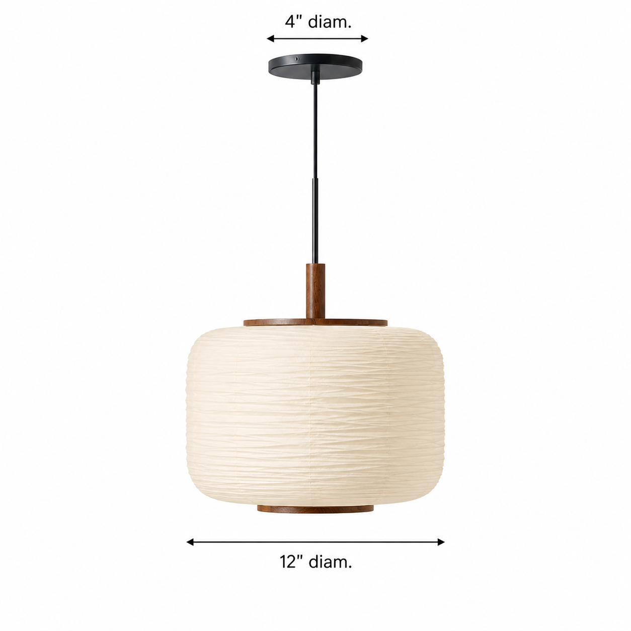 Drath Wabi Sabi Ribbed Paper Lantern Pendant Light