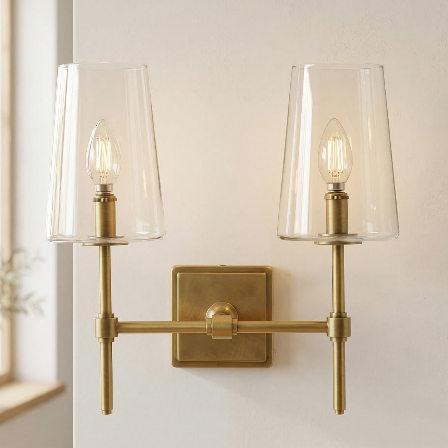 Murano Farmhouse Clear Glass Vanity Wall Sconce