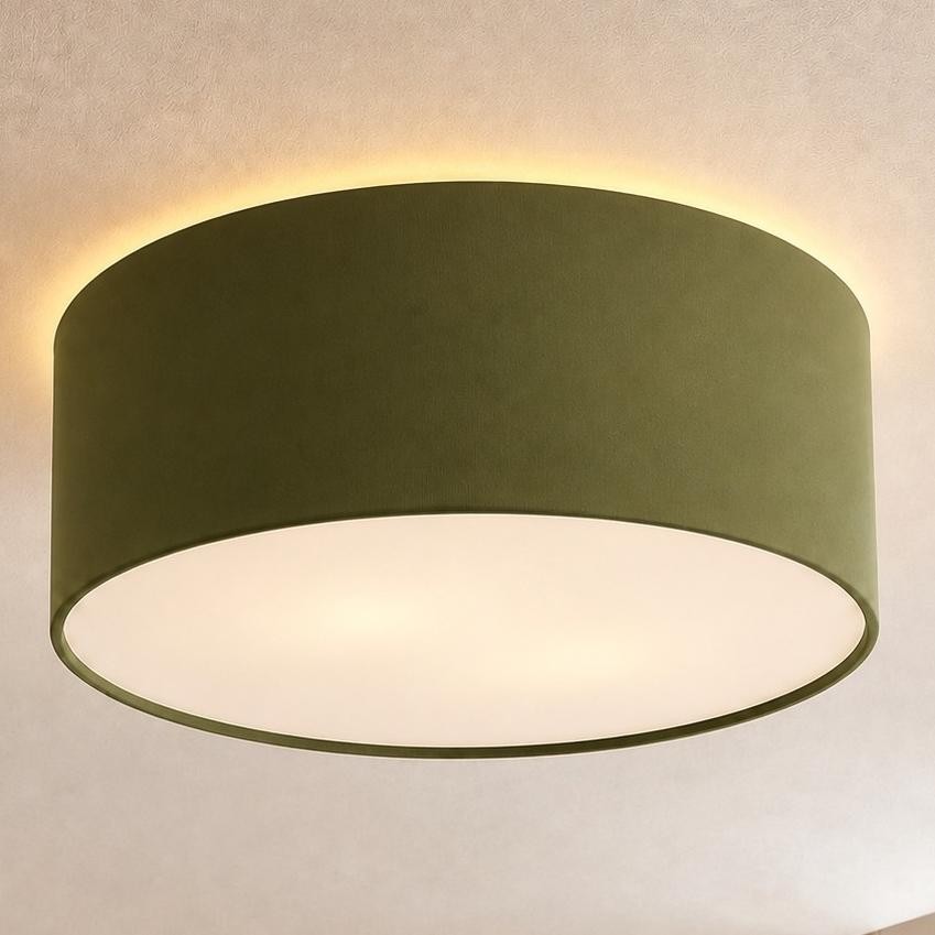 Toren Modern Linen Fabric Drum Flush Mount Ceiling Light