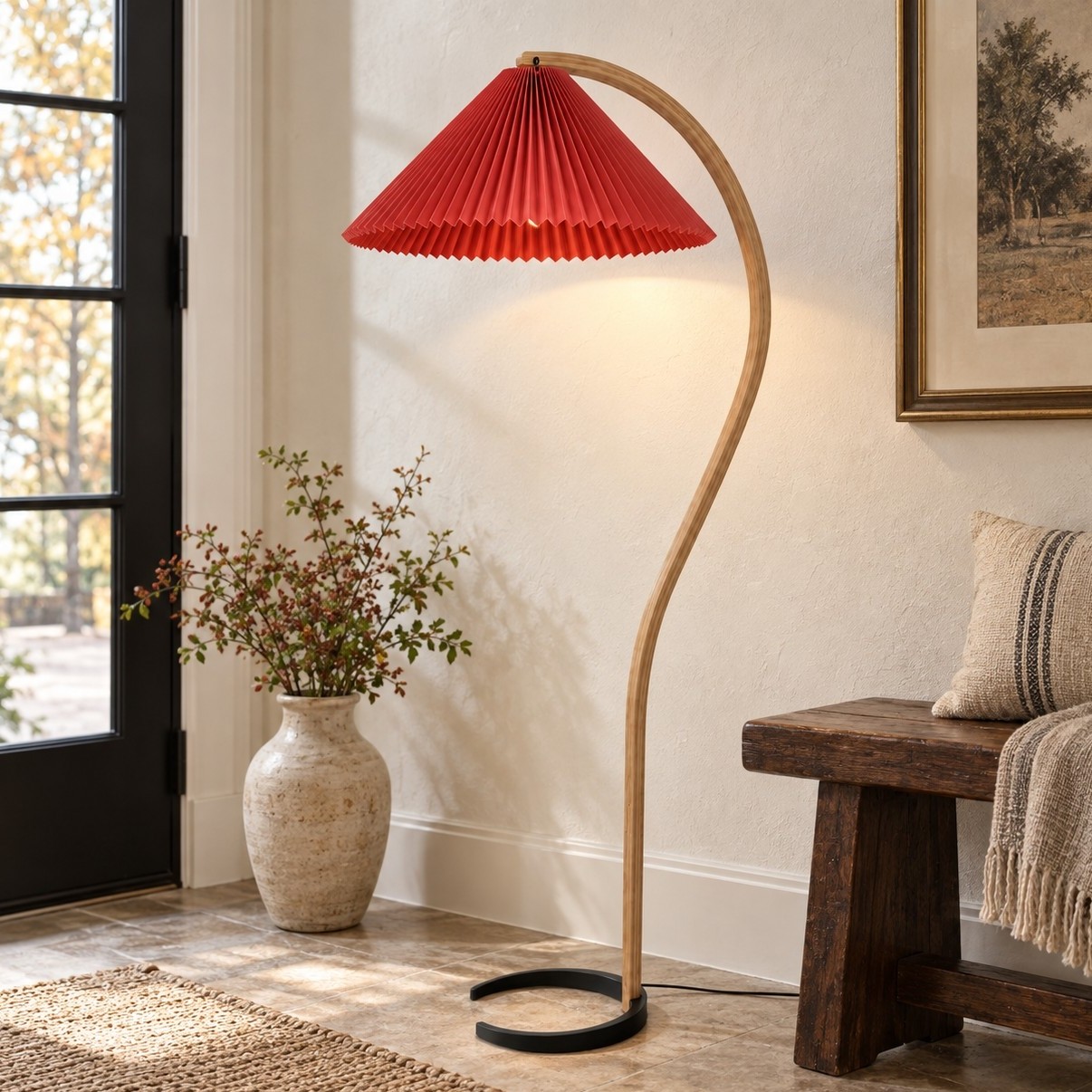 Anamika Vintage Mid Century Wooden Floor Lamp
