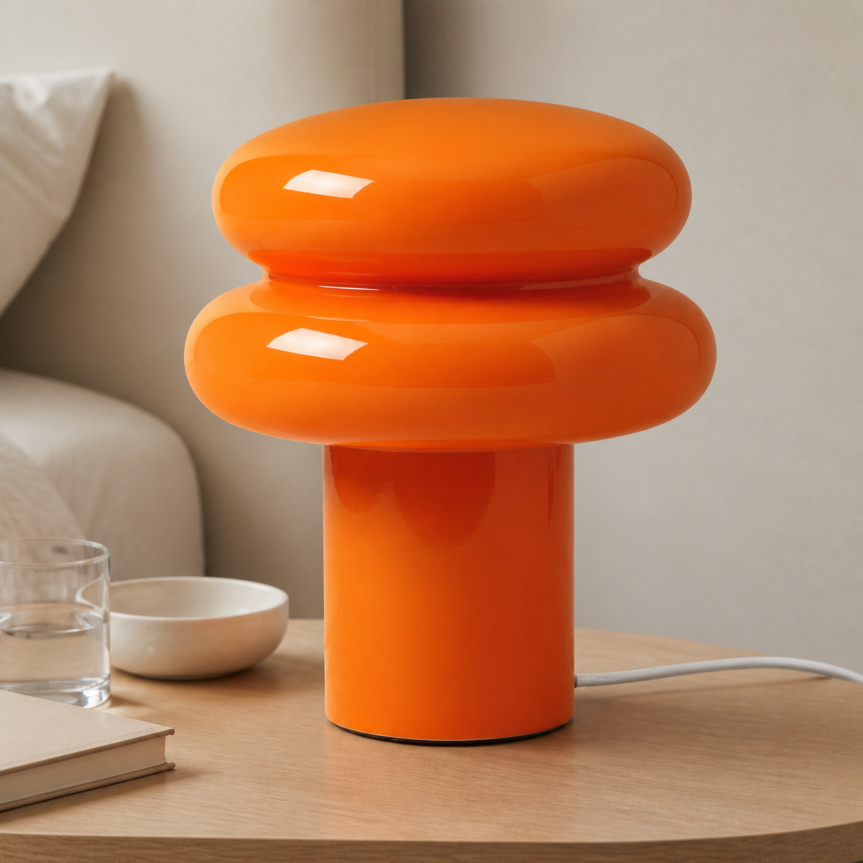 Nymeros Scandinavian Glass Mushroom Table Lamp