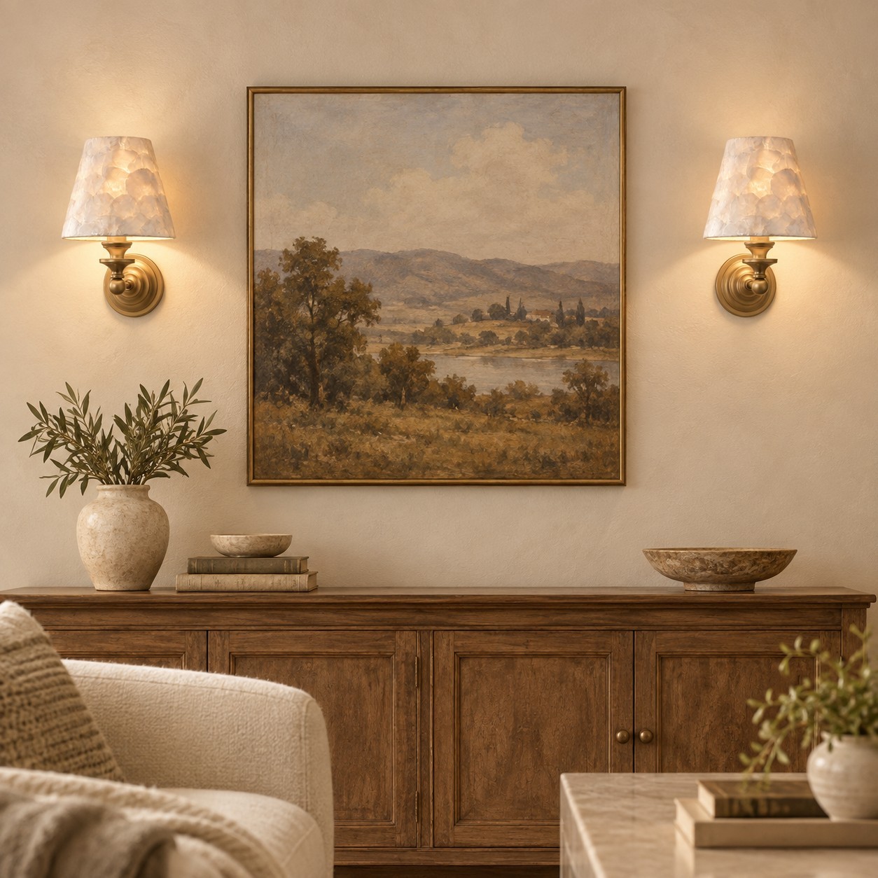 Joel Retro Brass Shell Shade Wall Sconce
