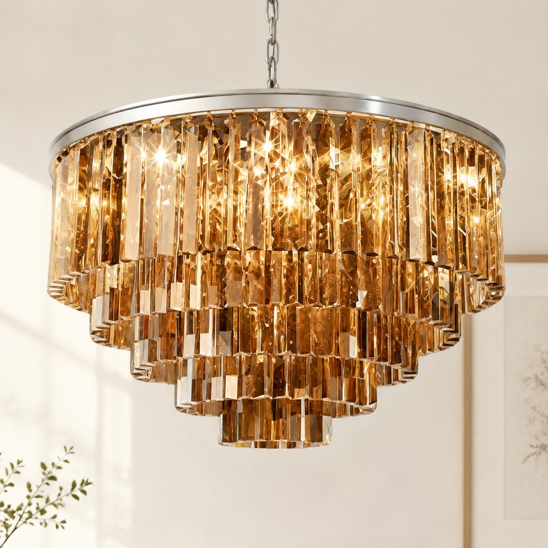 Guinevere Vintage Luxury Tiered Round Crystal Chandelier