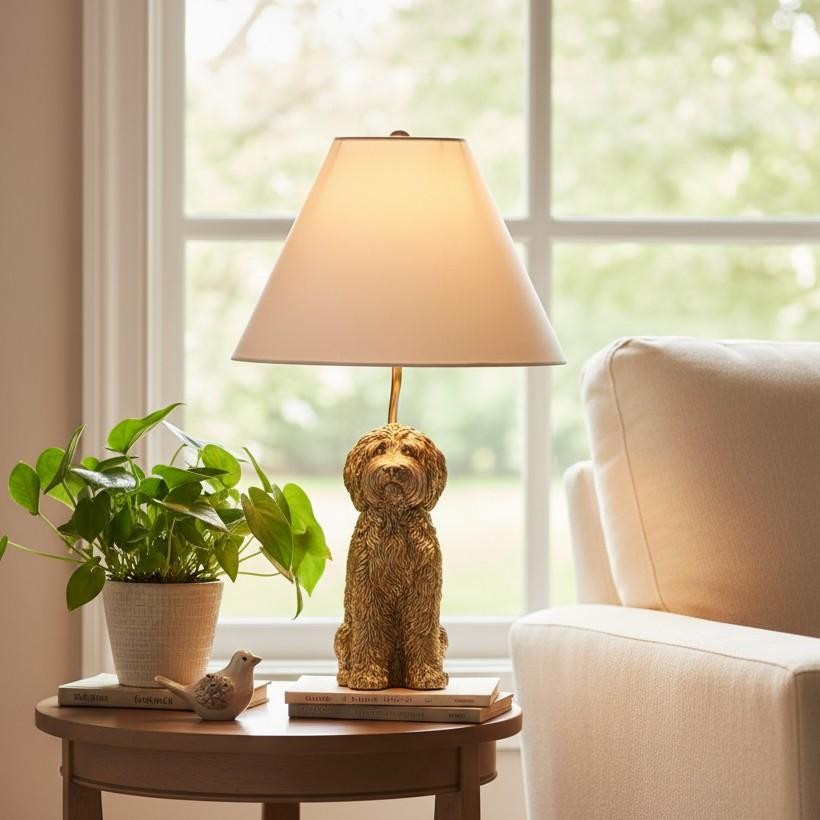 Aurea Unique Animal Table Lamp - Dog Sculptural Accent Lighting for Bedroom & Living Room