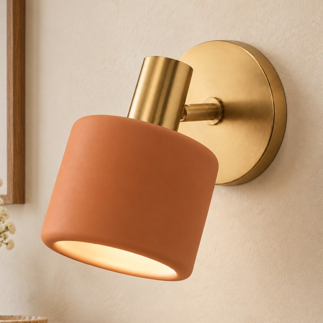 Aura Modern Colorful Adjustable Porcelain Shade Brass Wall Lamp