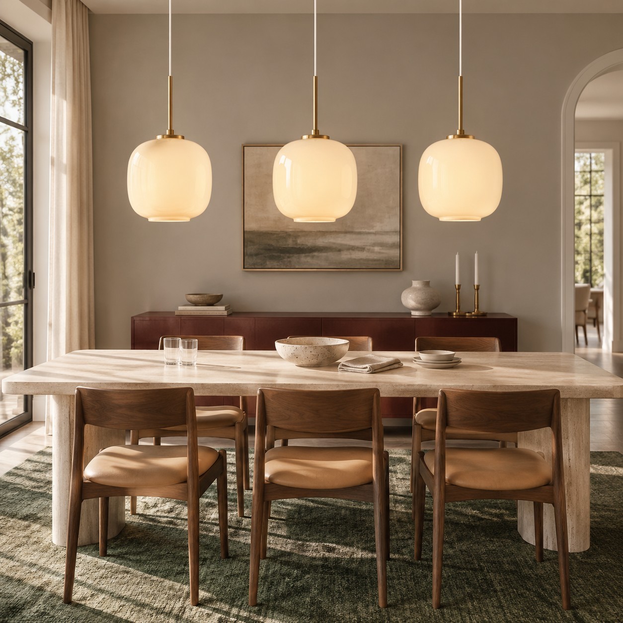 Louis Cream Stained Glass Globe Pendant Light