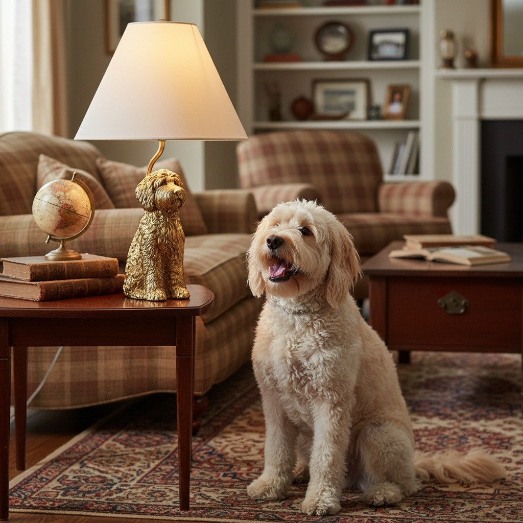 Aurea Unique Animal Table Lamp - Dog Sculptural Accent Lighting for Bedroom & Living Room