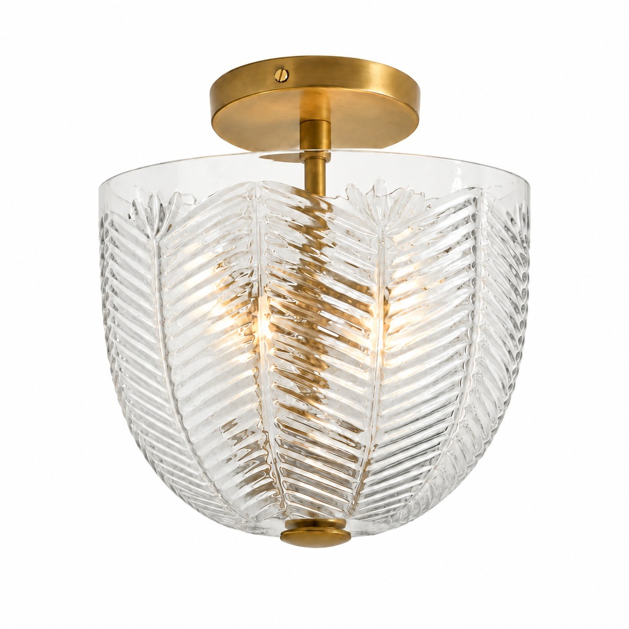 Danica Mid-century  Glass Leaf Round Flush Mount Ceiling Light