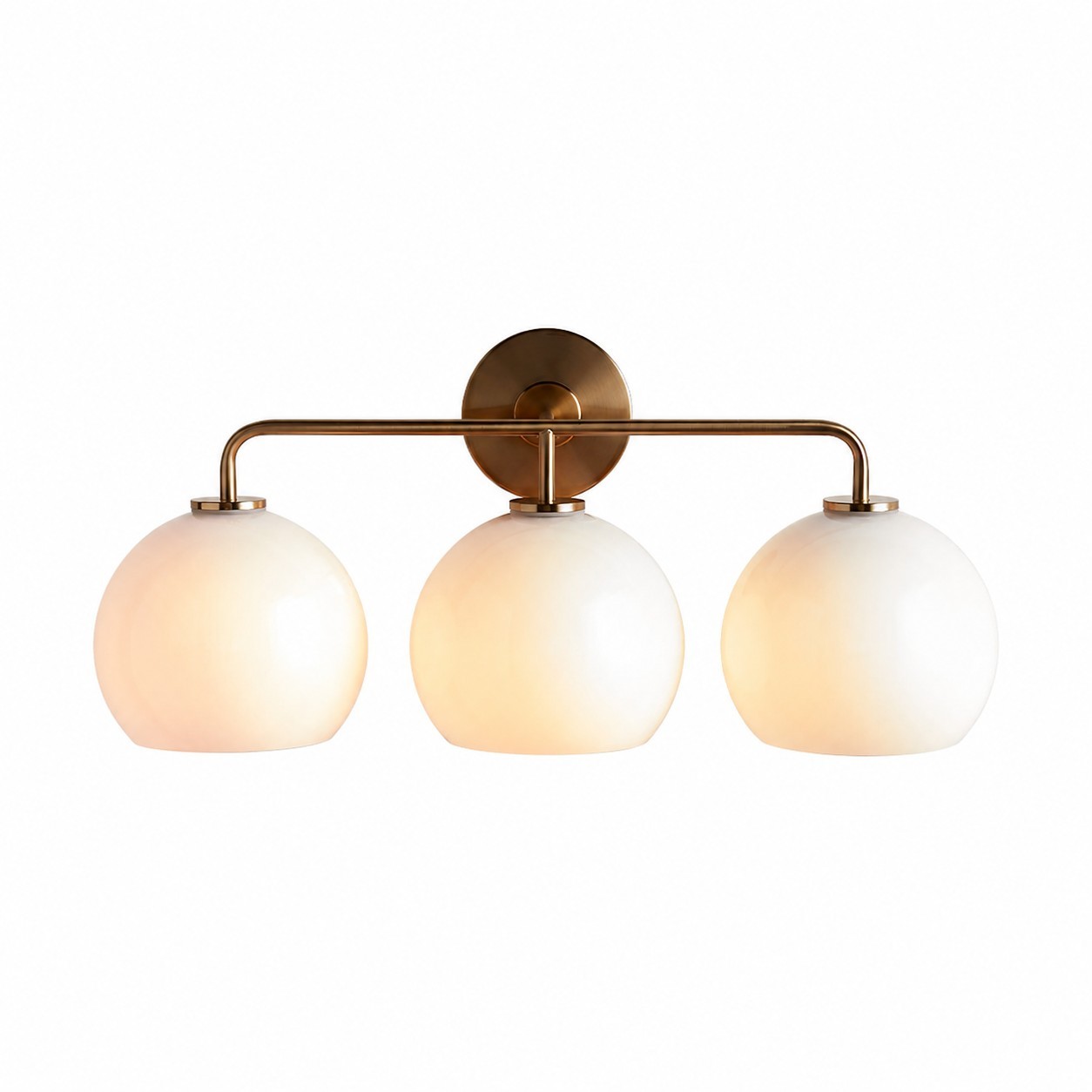Konig Minimalist 3-Light Round Shade Brass Glass Wall Light